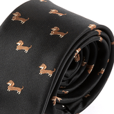 Black Tie with Dachshund Sausage Dog Print 6.5cm
